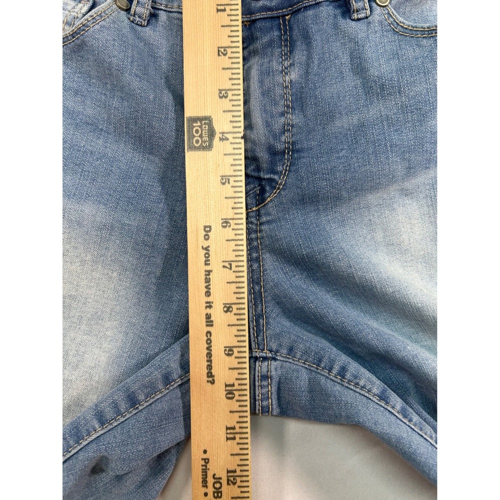 Code Bleu Women Light Wash Straight Leg Crop Jeans Button Hem Size 12 - Picture 4 of 7